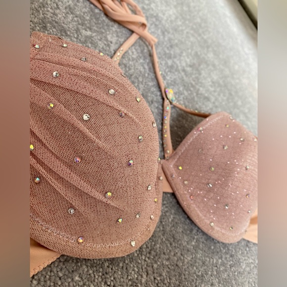 Blush Pink Swarovski Crystal underwire Bikini Top - Picture 5 of 10